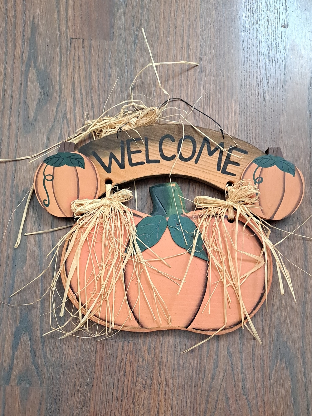 Welcome Pumpkin Door Hanger - Orange